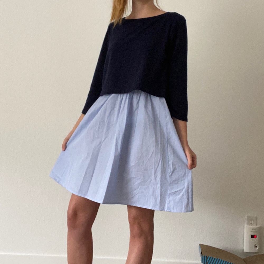 Navy and White Pinstripe 2 piece Dress